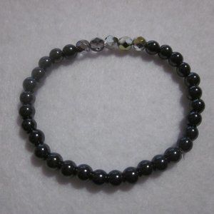 Hematite Beaded Stretch Bracelet.